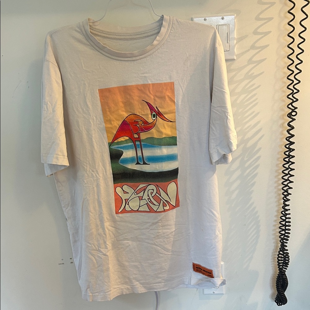 Heron Preston Beige Graphic Tee